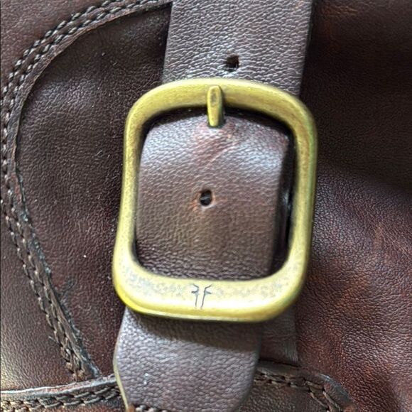 Frye Veronica Redwood Leather Ankle Boots with Buckle Harness Size 8 - Picture 5 of 10